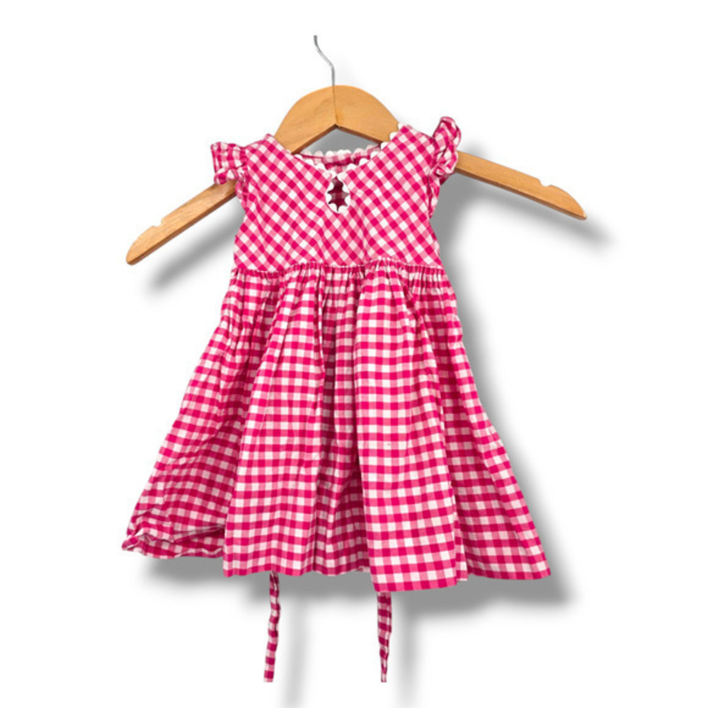 Strasburg Baby Girl Check Plaid Ruffle Sleeveless Fit‎ Flare Sun Dress Pink 12M